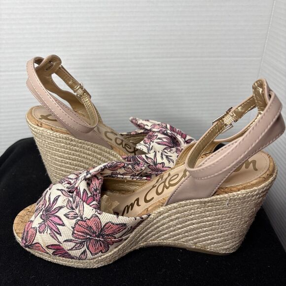 SAM EDELMAN Aubrey Floral Espadrille Ankle Strap Open Toe Sandals Shoes Size 9.5 - Picture 4 of 12